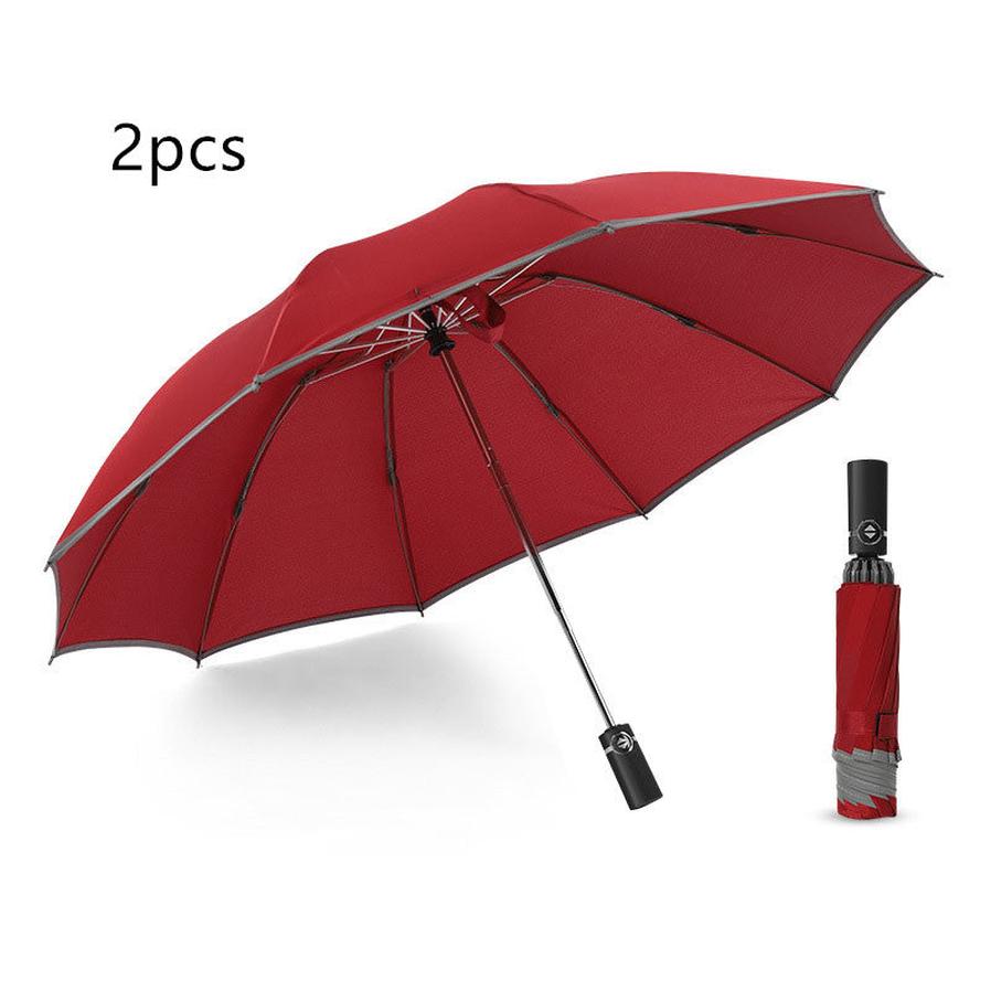 JMT-979722 Inverted Travel Umbrella with 10 Ribs, Auto Close Feature, Reflective Stripes for Safety at Night