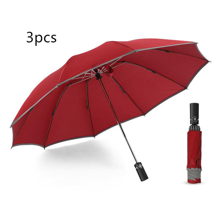 JMT-979722 Inverted Travel Umbrella with 10 Ribs, Auto Close Feature, Reflective Stripes for Safety at Night