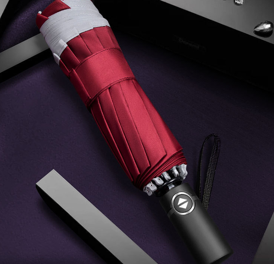 JMT-979722 Inverted Travel Umbrella with 10 Ribs, Auto Close Feature, Reflective Stripes for Safety at Night