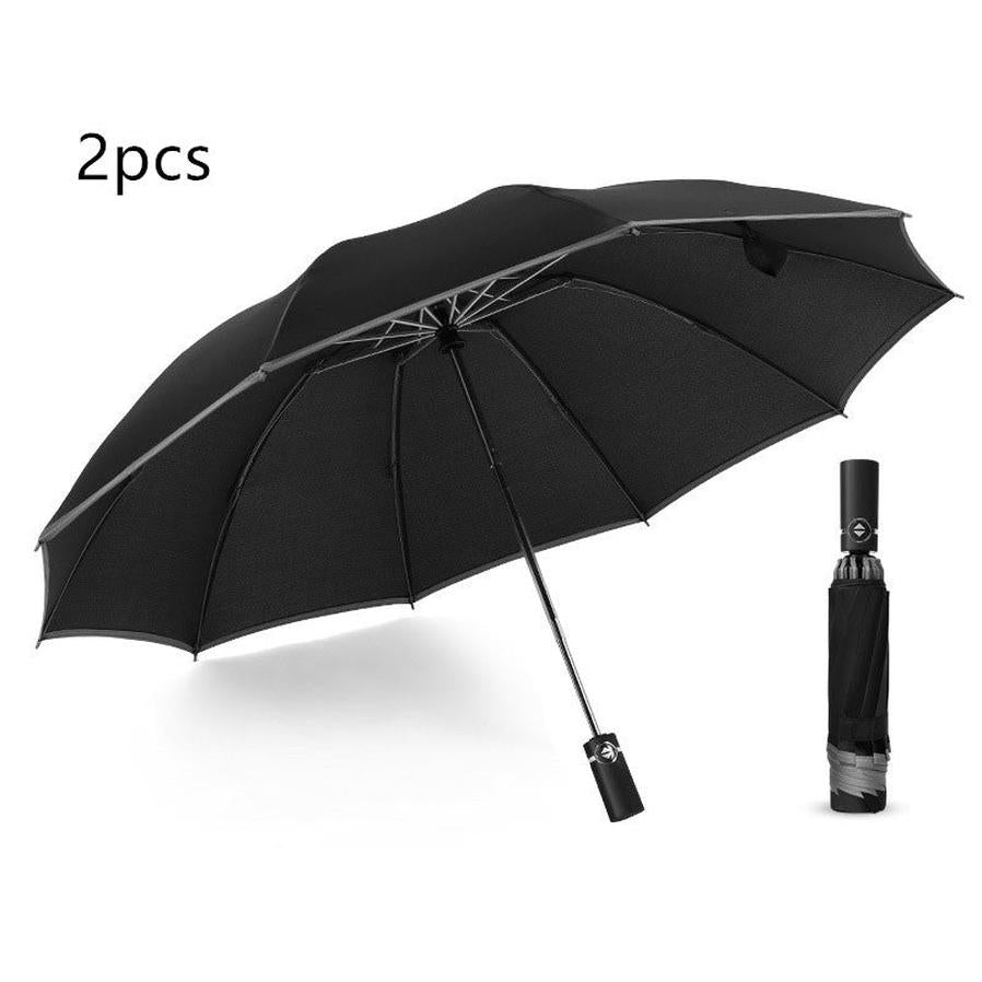 JMT-979722 Inverted Travel Umbrella with 10 Ribs, Auto Close Feature, Reflective Stripes for Safety at Night