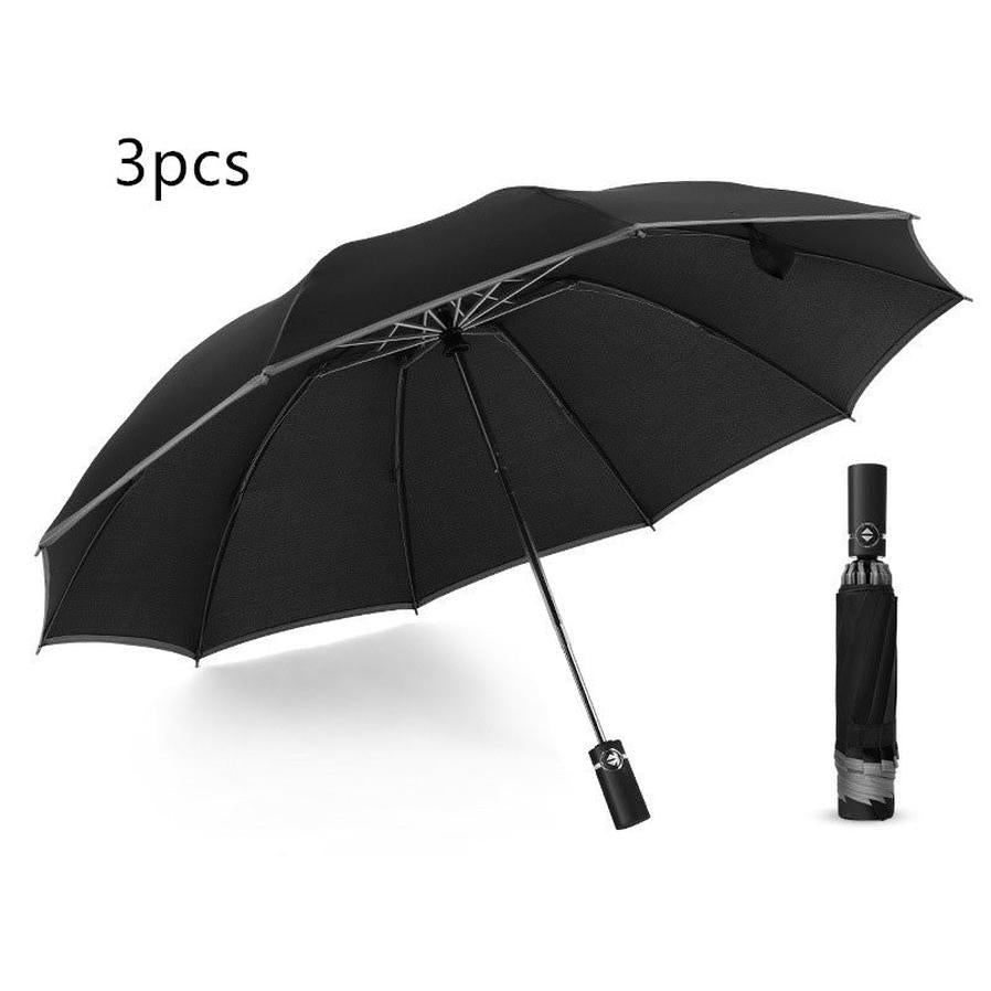 JMT-979722 Inverted Travel Umbrella with 10 Ribs, Auto Close Feature, Reflective Stripes for Safety at Night