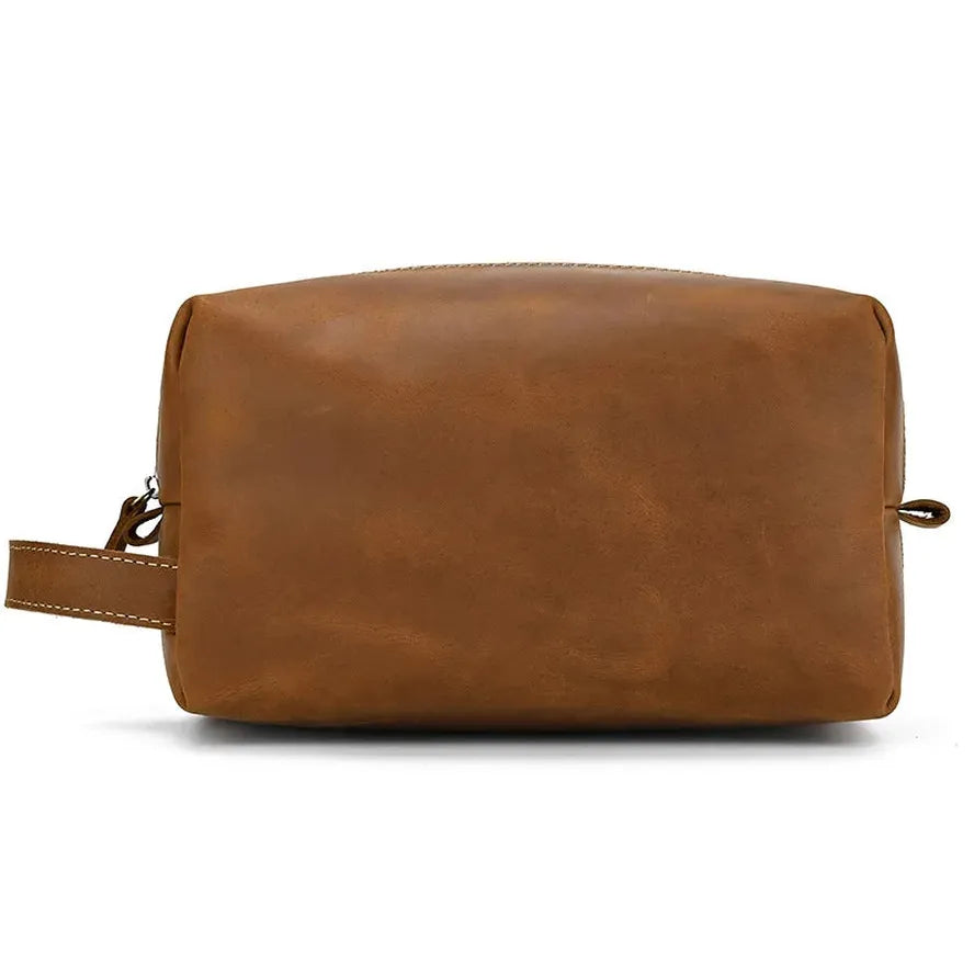 JMT-979722 Vintage Leather Multifunctional Travel Clutch and Toiletry Bag for Men and Women