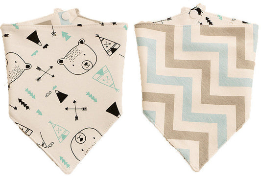 JMT-980298 Double-Sided Cotton Triangle Scarf for Kids - Colorful Printed Bib with Fun Designs