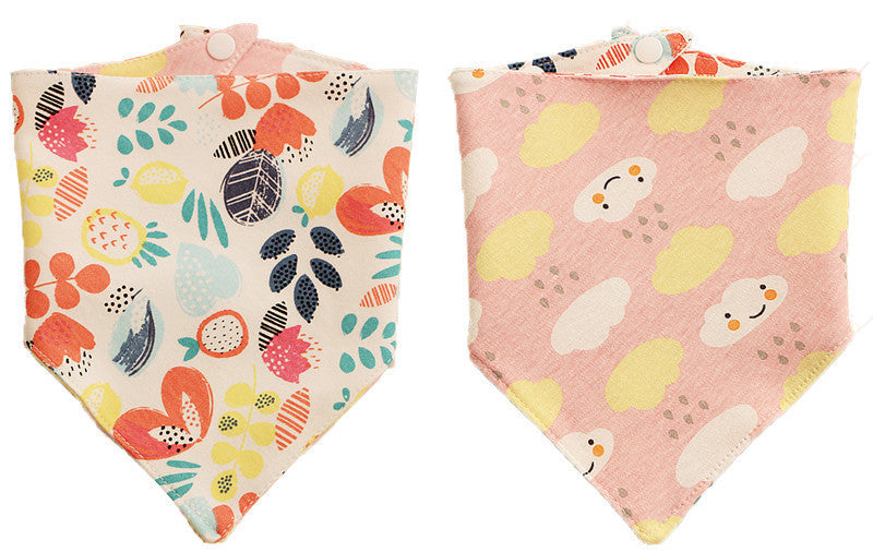 JMT-980298 Double-Sided Cotton Triangle Scarf for Kids - Colorful Printed Bib with Fun Designs