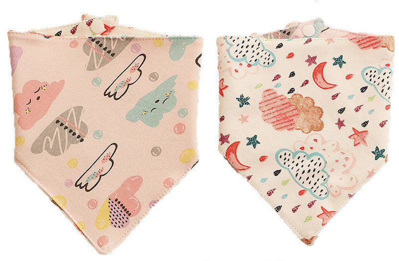 JMT-980298 Double-Sided Cotton Triangle Scarf for Kids - Colorful Printed Bib with Fun Designs