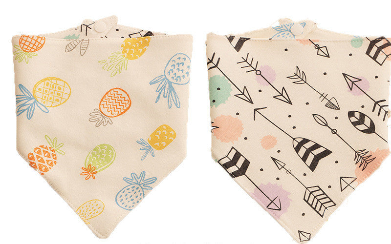JMT-980298 Double-Sided Cotton Triangle Scarf for Kids - Colorful Printed Bib with Fun Designs