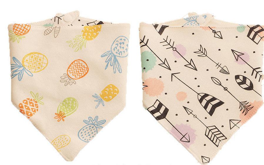 JMT-980298 Double-Sided Cotton Triangle Scarf for Kids - Colorful Printed Bib with Fun Designs