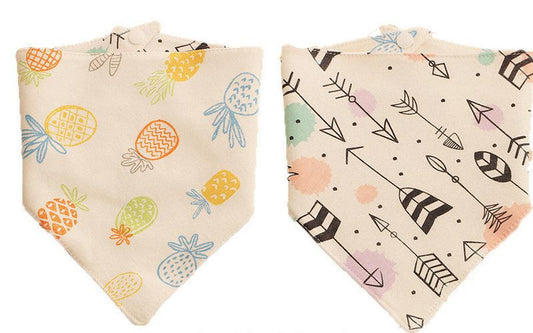 JMT-980298 Double-Sided Cotton Triangle Scarf for Kids - Colorful Printed Bib with Fun Designs