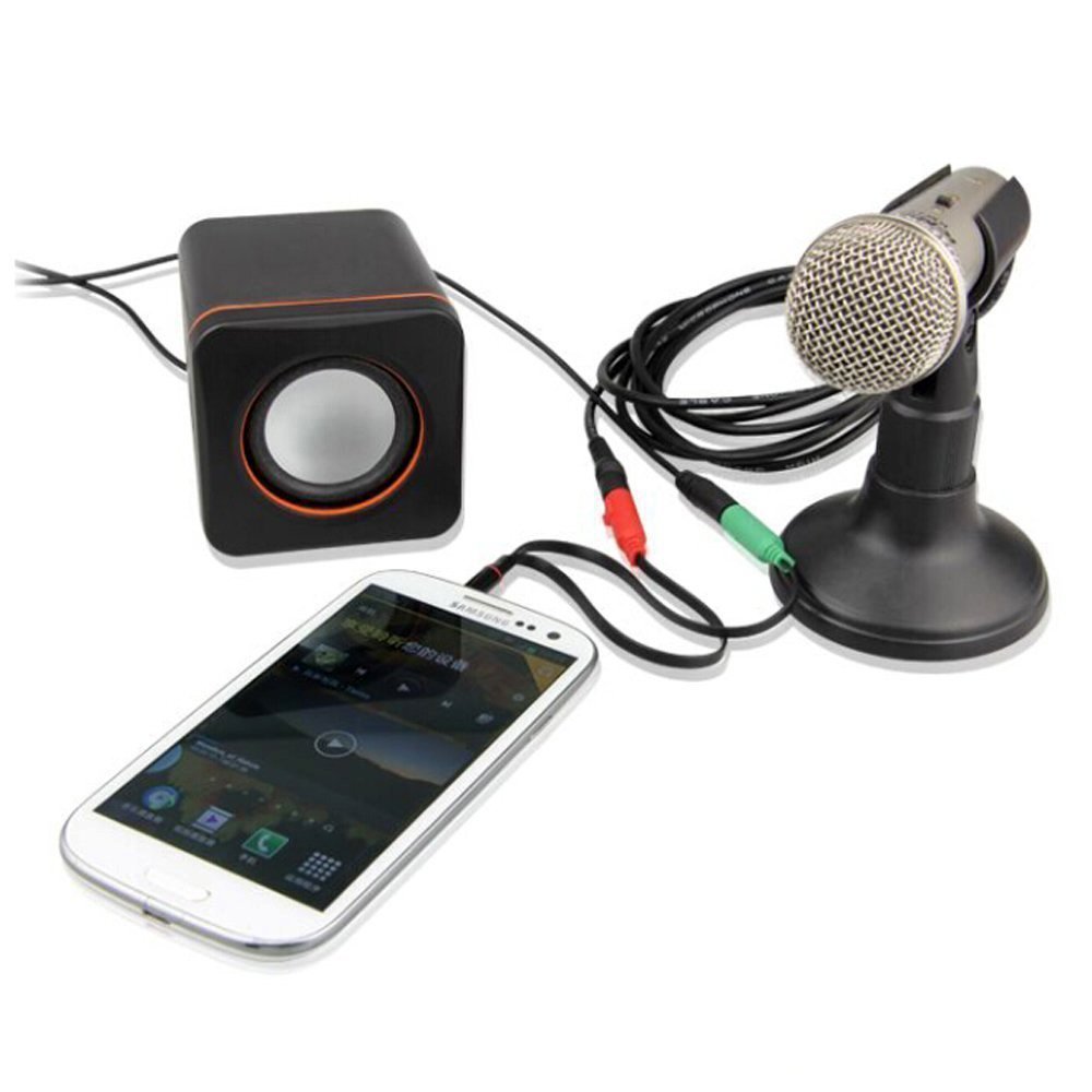 JMT-981002 3.5mm Mobile Phone to Headphone and Microphone Converter Adapter