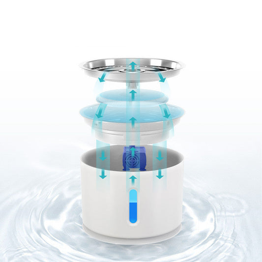 JMT-981002 Stainless Steel 2.4L Pet Water Dispenser for Cats and Dogs with USB Charging