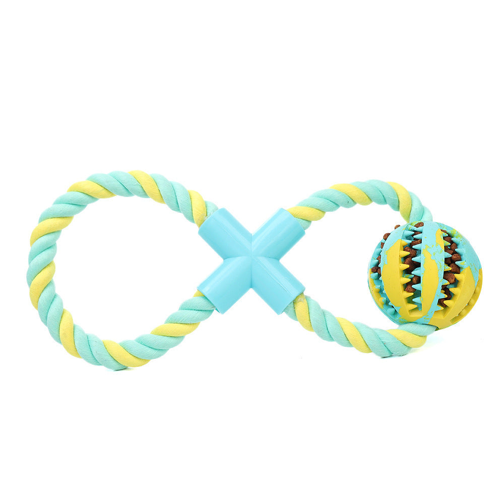 JMT-981130 Bite-Resistant Rubber Dog Toy with Cotton Rope and Snack Compartment