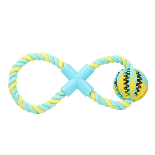 JMT-981130 Bite-Resistant Rubber Dog Toy with Cotton Rope and Snack Compartment