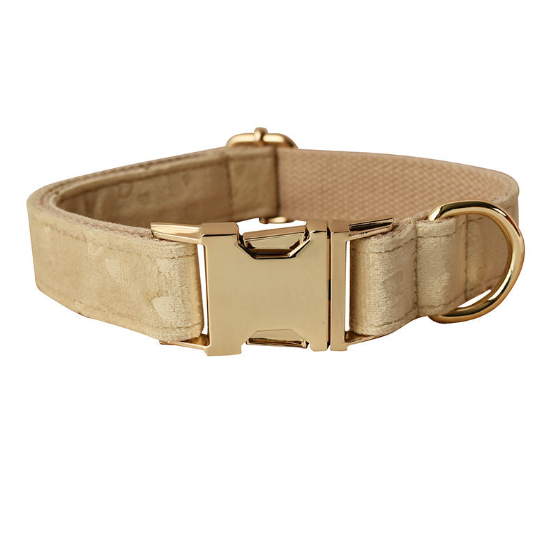 JMT-981642 Nude Love Velvet Dog Bow Tie Collar with Matching Leash - Cotton Material, Multiple Sizes