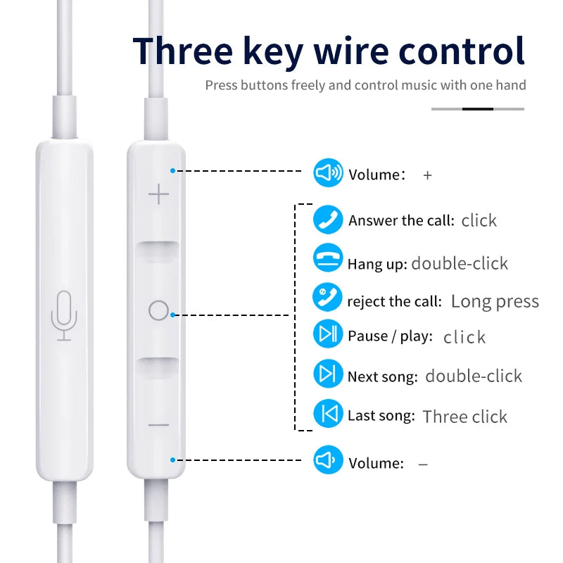 JMT-981642 Wired In-Ear Earphones with Microphone and Volume Control for iPhone 15 - Super Bass Sound
