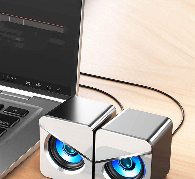 JMT-982154 USB Wired Mini Stereo Speakers with Volume Control for Desktop and Notebook Use