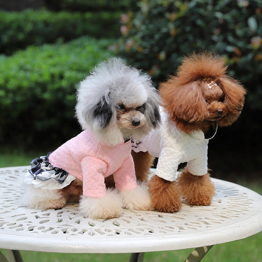 JMT-982602 Cozy Cotton Dog Skirt and Hooded Coat in Pink and Green Options