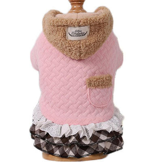 JMT-982602 Cozy Cotton Dog Skirt and Hooded Coat in Pink and Green Options