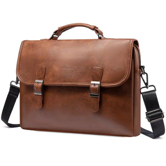 JMT-982858 Vintage Leather Messenger Bag for Women - Large Briefcase Satchel for Laptops and Daily Use