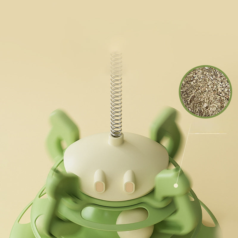 JMT-983114 Interactive Rotating Cat Plate with Feather Toy and Leaking Treats - Four-Layer Entertainment Tower