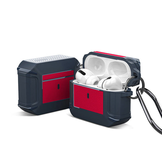 JMT-983114 Leather Protective Shell for AirPods 1/2/3/Pro - Durable Armor Cover Available in Multiple Color Combinations