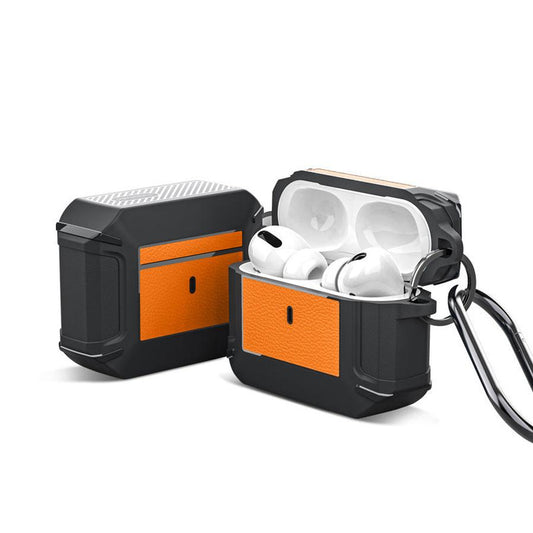 JMT-983114 Leather Protective Shell for AirPods 1/2/3/Pro - Durable Armor Cover Available in Multiple Color Combinations