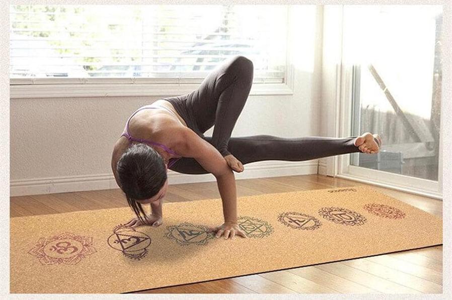 JMT-983178 7 Chakra Cork Yoga Mat for Balanced Energy and Eco-Friendly Practice