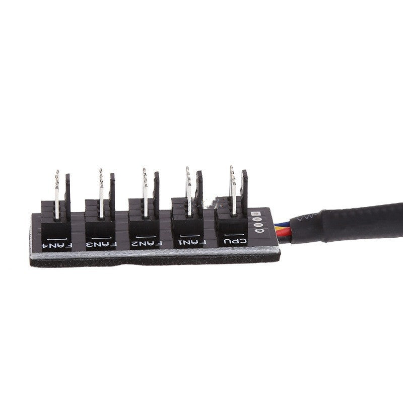 JMT-983306 5-Port 4-Pin PWM CPU Fan Hub with PWM Control for System Fans - Nylon & Plastic - Black