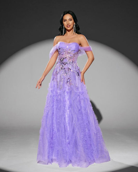 JMT-983370 Elegant Purple Evening Dress for Women - SH0109