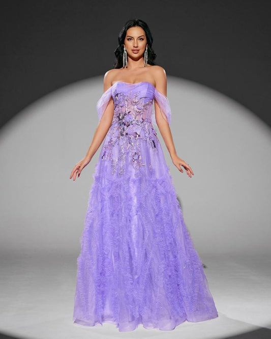 JMT-983370 Elegant Purple Evening Dress for Women - SH0109