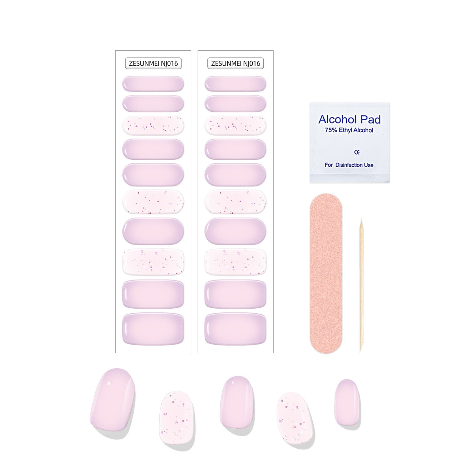 JMT-983434 Full Paste Waterproof Nail Stickers with Alcohol Pad and Nail File - Embossed Pattern Design