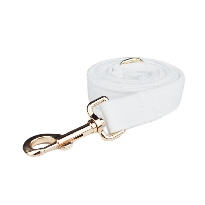 JMT-983626 Velvet Fabric Dog Collar with Leash, Bow, Flower, Dog Vest, and Poop Bag