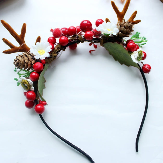 JMT-983818 Festive Christmas Antlers Headband for Holiday Celebrations