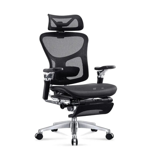 JMT-983882 Ergonomic Adjustable Swivel Office Chair with Aluminium Base, 7D Armrest and Footrest