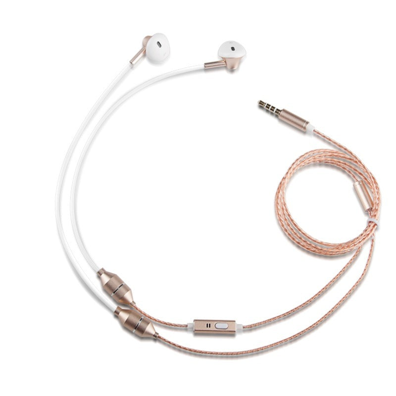 JMT-983946 Wired Earplug Headphones with Microphone and Radiation-Proof Air Duct – Rose Gold and Local Gold Options