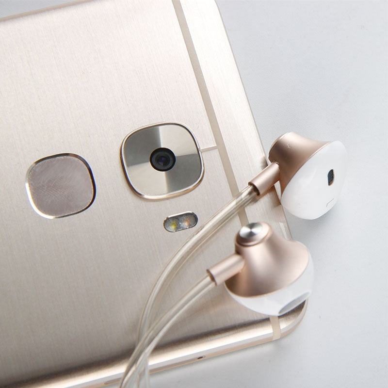 JMT-983946 Wired Earplug Headphones with Microphone and Radiation-Proof Air Duct – Rose Gold and Local Gold Options