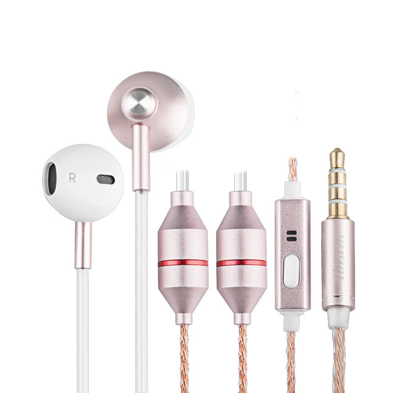 JMT-983946 Wired Earplug Headphones with Microphone and Radiation-Proof Air Duct – Rose Gold and Local Gold Options