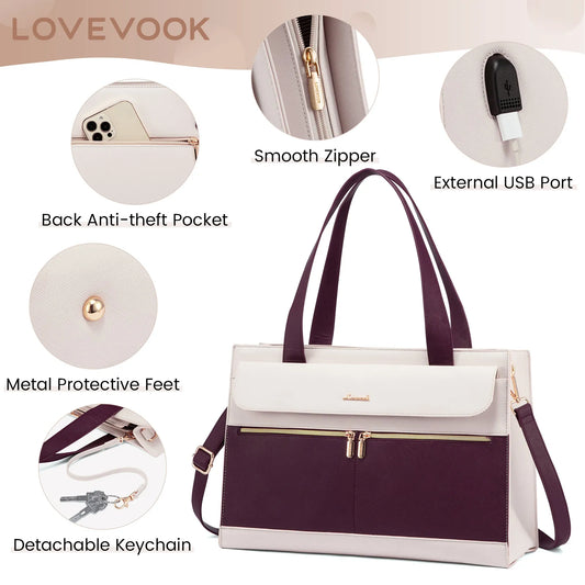 JMT-984010 Casual Tote Laptop Bags for Women - Set of 2, Large Capacity 15.6 Inch Handbags