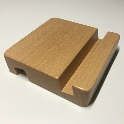 JMT-984138 Wooden Mobile Phone Stand - Dual-Slot Design, 80x80x20mm, Natural Grain Finish