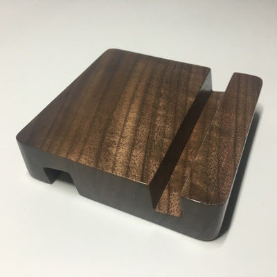 JMT-984138 Wooden Mobile Phone Stand - Dual-Slot Design, 80x80x20mm, Natural Grain Finish