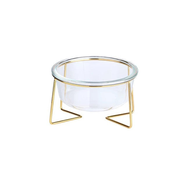 JMT-984458 Elevate Your Pet's Dining Experience with a Stylish Glass and Beech Pet Bowl - Large 800ml / Small 480ml Options Available