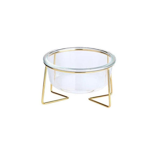 JMT-984458 Elevate Your Pet's Dining Experience with a Stylish Glass and Beech Pet Bowl - Large 800ml / Small 480ml Options Available