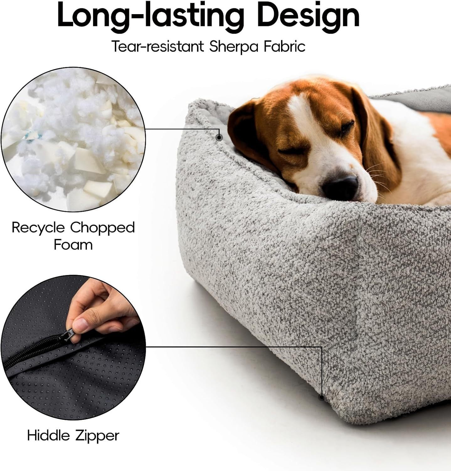 JMT-984586 Medium Dog Bed – Washable Rectangle Dog Bed with Warming Features and Non-Slip Bottom, Suitable for Medium Dogs