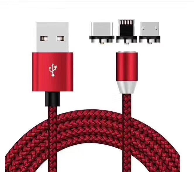 JMT-984970 Three-in-One Magnetic Suction Head Charging Cable for Android and Apple Devices, 1m Length