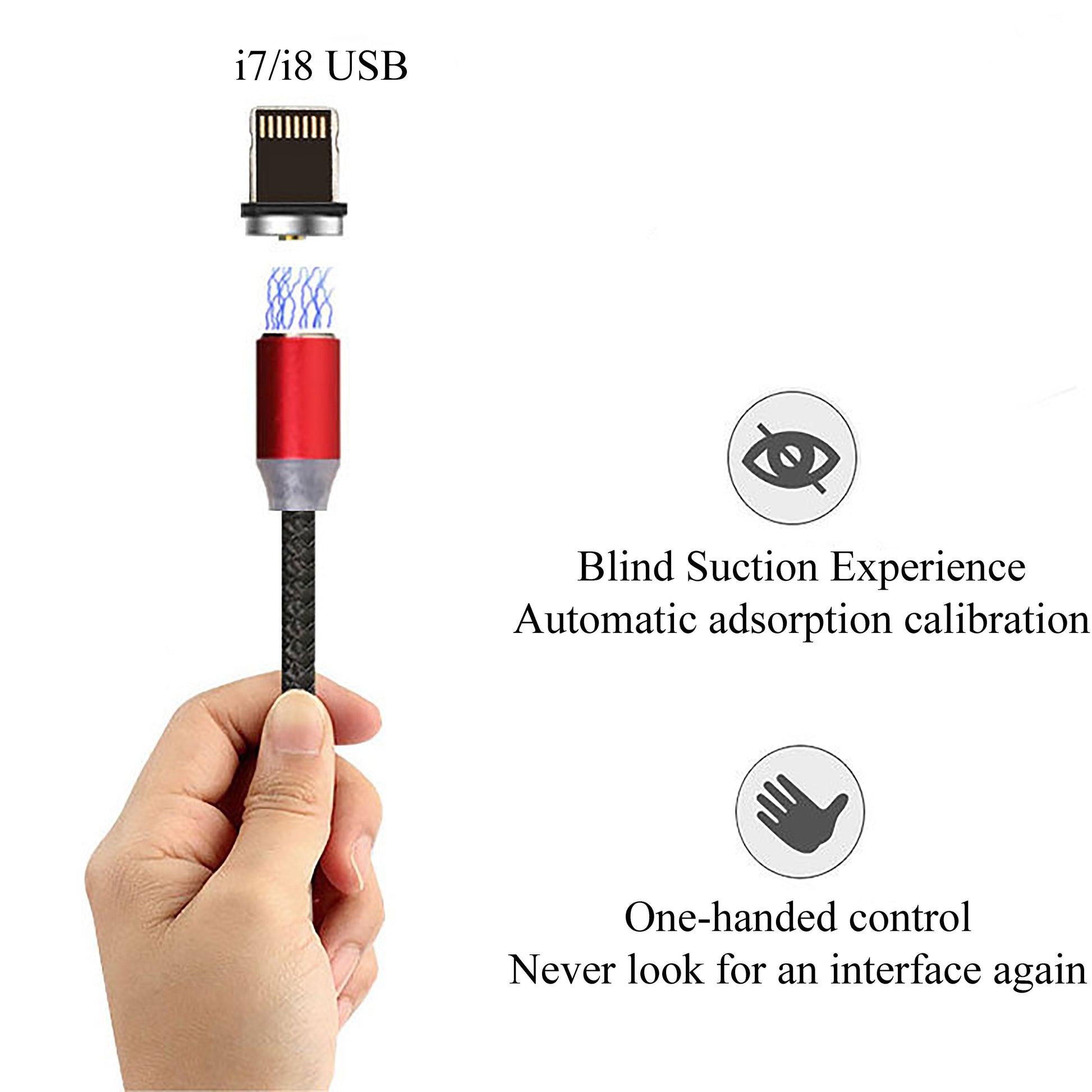 JMT-984970 Three-in-One Magnetic Suction Head Charging Cable for Android and Apple Devices, 1m Length