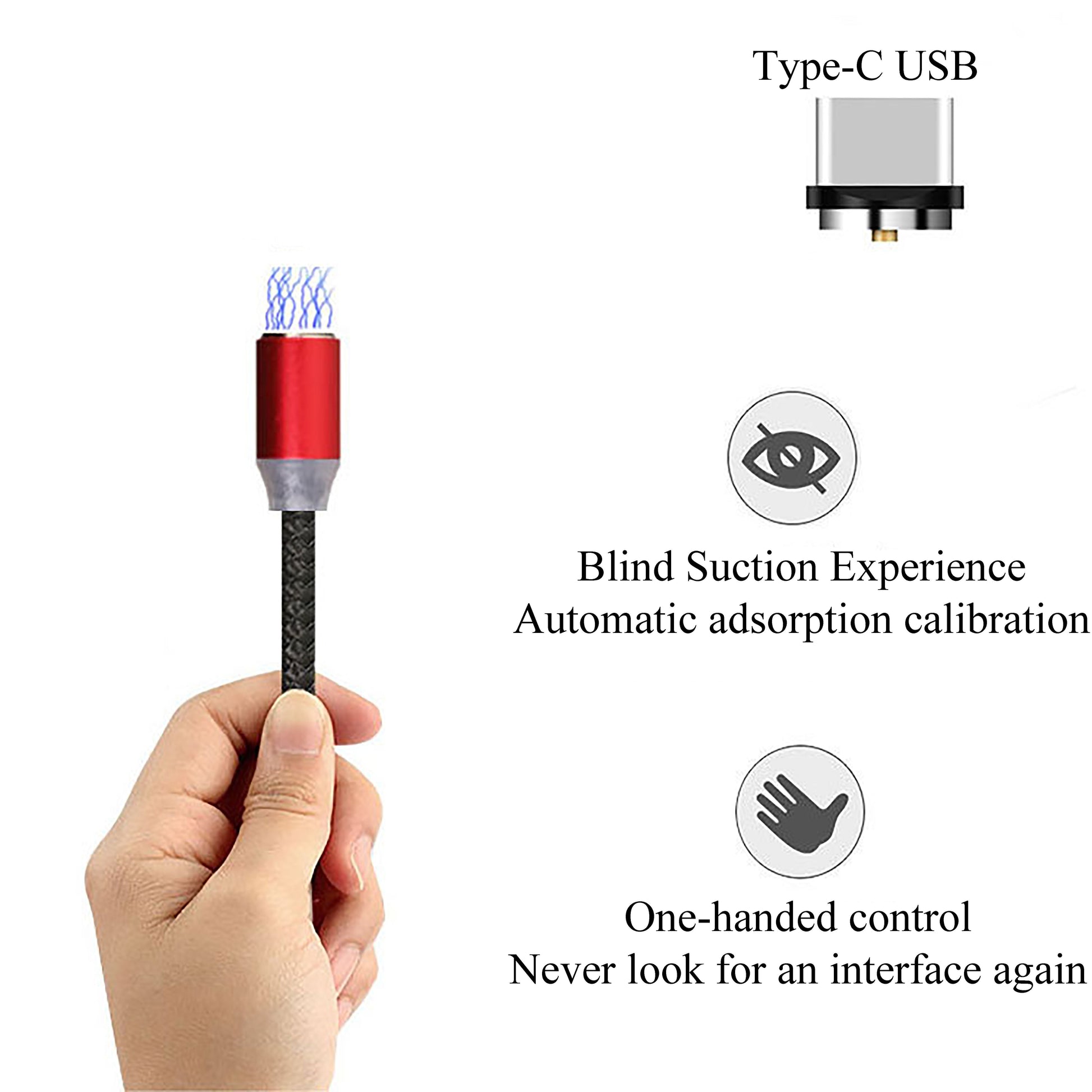 JMT-984970 Three-in-One Magnetic Suction Head Charging Cable for Android and Apple Devices, 1m Length