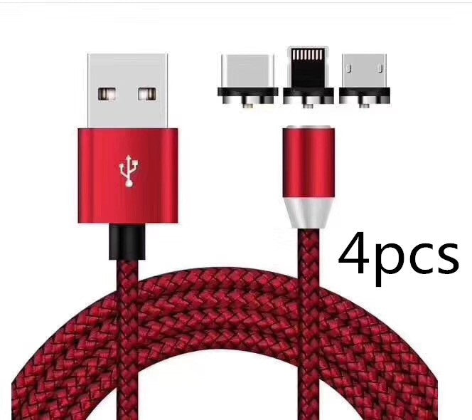 JMT-984970 Three-in-One Magnetic Suction Head Charging Cable for Android and Apple Devices, 1m Length