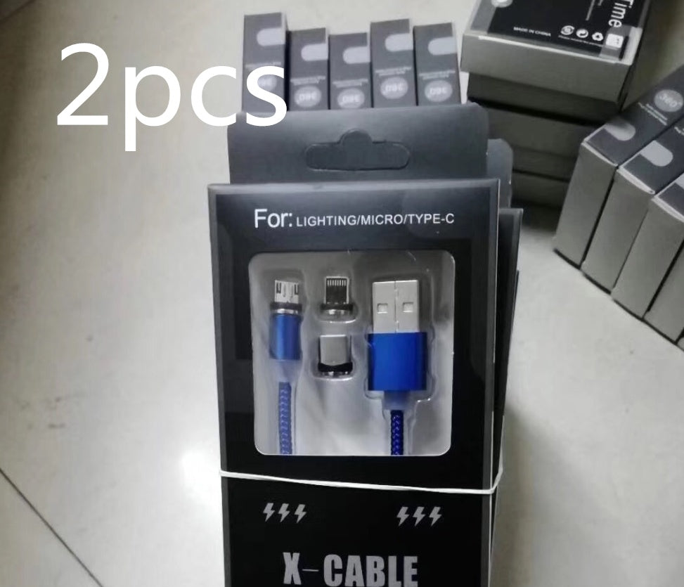 JMT-984970 Three-in-One Magnetic Suction Head Charging Cable for Android and Apple Devices, 1m Length