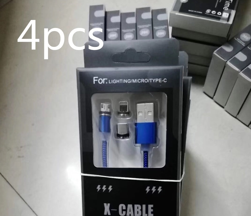 JMT-984970 Three-in-One Magnetic Suction Head Charging Cable for Android and Apple Devices, 1m Length