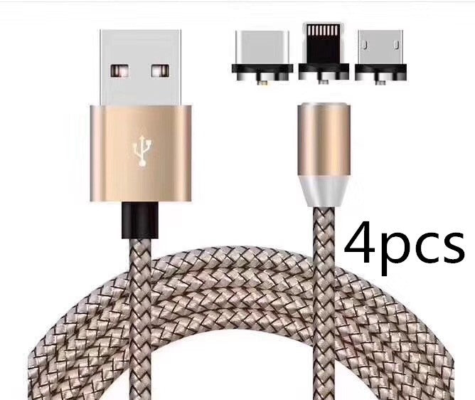 JMT-984970 Three-in-One Magnetic Suction Head Charging Cable for Android and Apple Devices, 1m Length