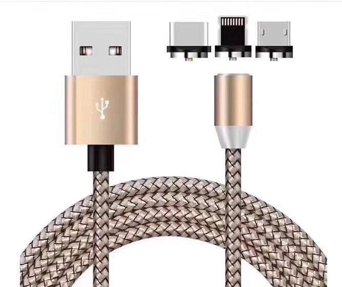 JMT-984970 Three-in-One Magnetic Suction Head Charging Cable for Android and Apple Devices, 1m Length